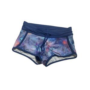 Athleta Girl Tie-Dye Swim Shorts S Blue Multicolor Drawstring
